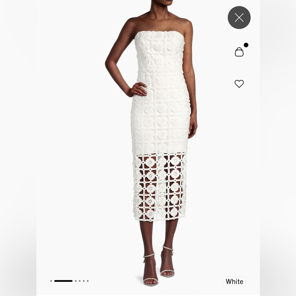Milly white Kait Strapless Tiled Lace Midi Dress | size 4